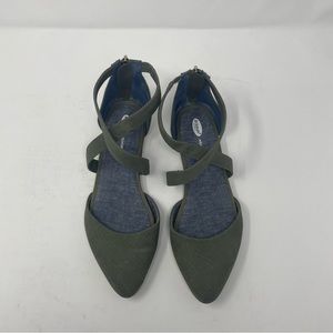 Dr. Scholls Green Adjust Pointed Toe Reptile Print Flats Women’s Size 8.5